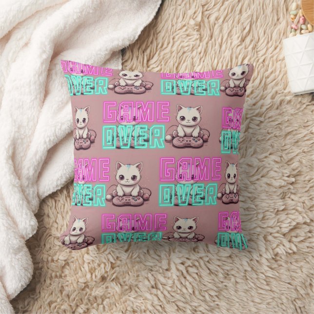 Coussin Cute Kawaii Gamer Chat (Couverture)