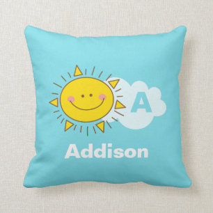 Coussin Cute Kawaii Happy Sunshine Monogram Baby Nursery