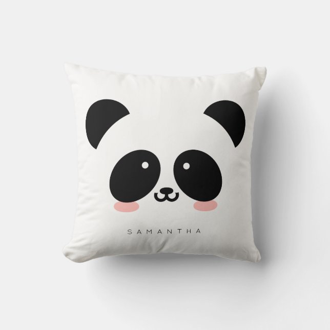 Coussin Cute Kawaii Panda| Ajouter votre nom (Recto)