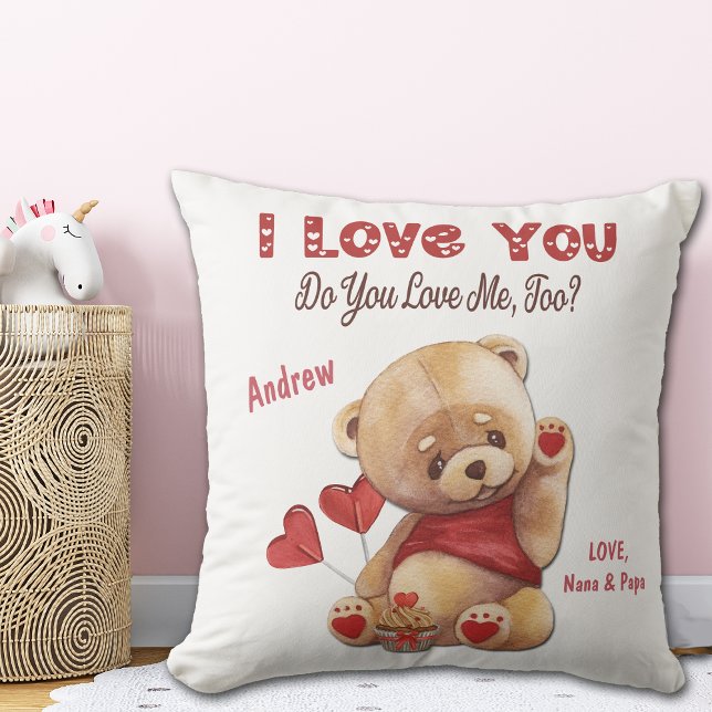 Coussin Cute Kid's Teddy Bear Je t'aime Valentine (Créateur téléchargé)