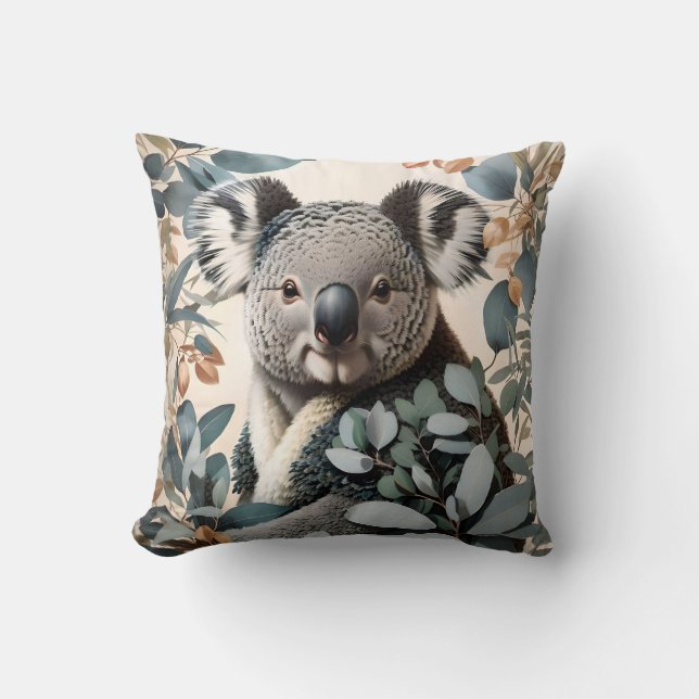 Coussin Cute Koala Eucalyptus Feuilles (Recto)