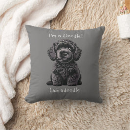 Coussin Cute Labradoodle Puppy - Je suis un Doodle!