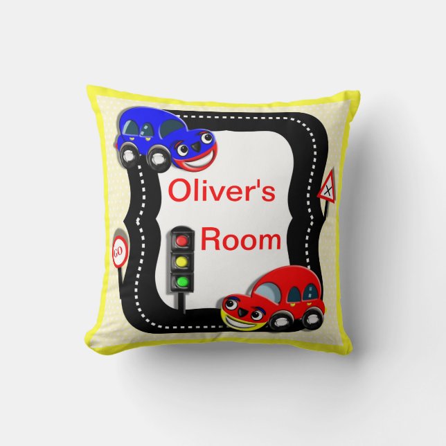 Coussin Cute Little Boys Voiture Thème Photo (Recto)