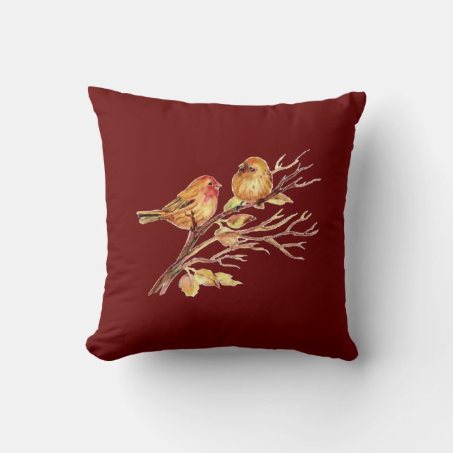 Coussin Cute Little Watercolor Oiseaux Nature Faune (Recto)