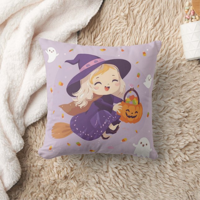 Coussin Cute Little Witch Halloween Pillow (Couverture)