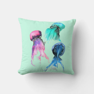 Coussin Cute méduse trio aquarelle art