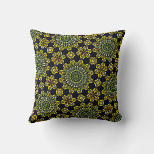 Coussin Cute Moderne Design Design Vert et Or Mandala Moti
