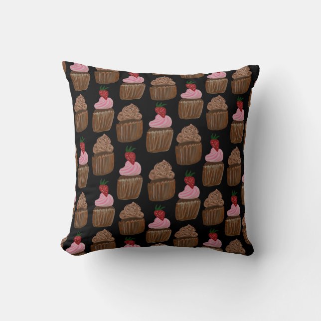 Coussin Cute Motif d'aquarelle de gâteaux au chocolat (Recto)