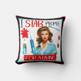 Coussin Cute Nostalgale Infirmière Pinup pour vivre
