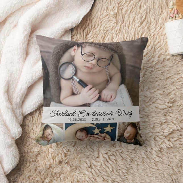 Coussin Cute Nouveau-né Photo Naissance Statistiques (Couverture)