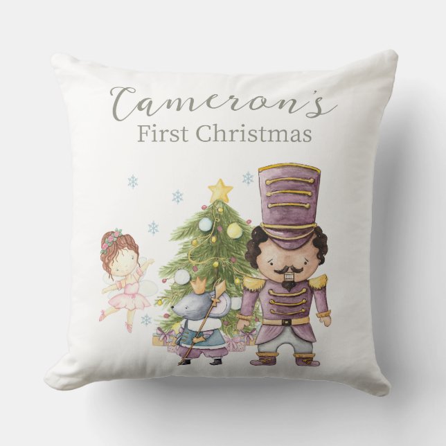 Coussin Cute Nutcracker Noël Photo personnalisée (Recto)