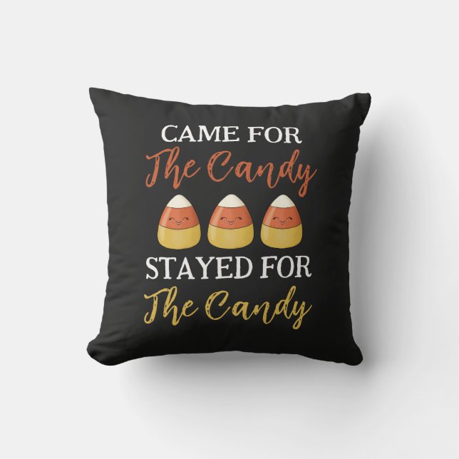 Coussin Cute Orange Halloween Kawaii Candy et Citation drô (Recto)