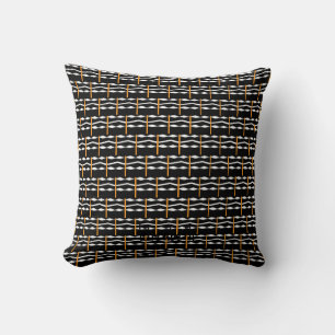 Coussin Cute orange, noir et blanc Gras Carré Motif