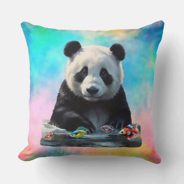 Coussin Cute Panda avec ses jouets (Recto)