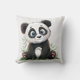 Coussin Cute Panda Green Bamboo Personnalisez ce mignon as