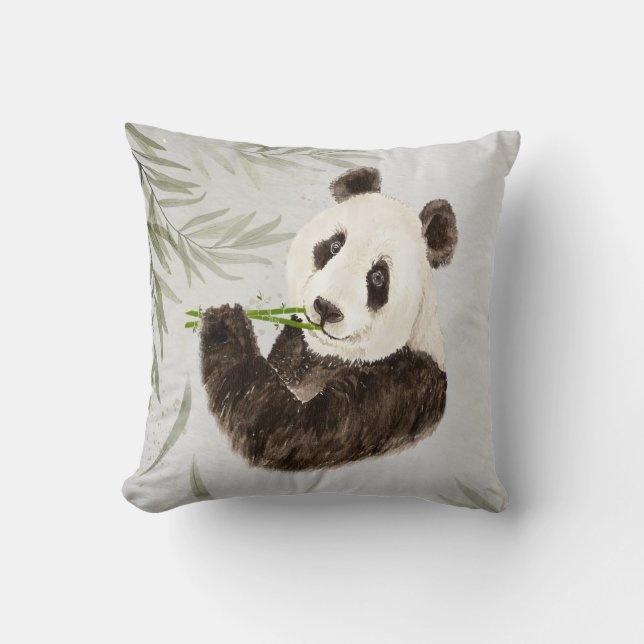 Coussin Cute Panda Ours asiatique Animal Bambou Faune (Recto)