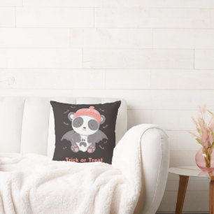 Coussin Cute Panda Vampire Halloween noir