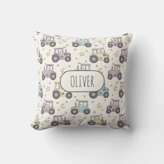 Coussin Cute Pastel Sleepy Tractor