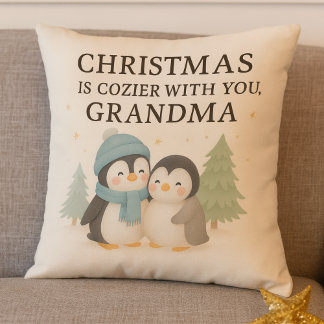 Coussin Cute Penguin Christmas Pillow for Grandma – Gift