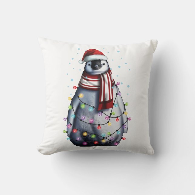 Coussin Cute Penguin Lover Drôle cadeau de Noël (Recto)