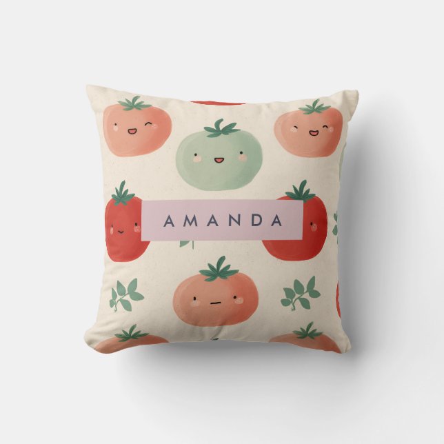 Coussin Cute personnalisée Kawaii Pastel Visages Tomato (Recto)