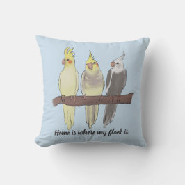 Coussin Cute Pet Cockatiels Flock on Perch Bird Lover