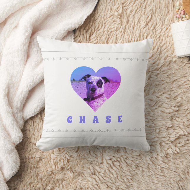 Coussin Cute Pet Lover Heart Ajouter Votre Nom Photo (Couverture)