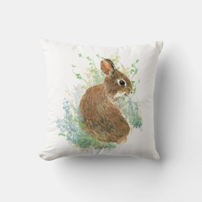 Coussin Cute Petite Aquarelle Lapin Lapin Art Animal (Recto)