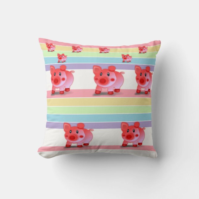 Coussin Cute Pink Pig Decorative Throw Pillow  (Recto)