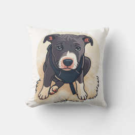 Coussin Cute Pitbull Puppy Dog Cartoon Design