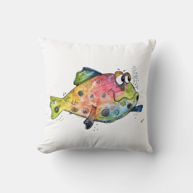 Coussin Cute poisson blanc coloré (Recto)
