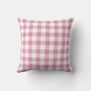 Coussin Cute Preppy Rose En vichy Motif Plaid