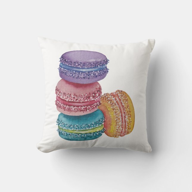 Coussin Cute Rainbow Macaroons In Watercolor (Recto)