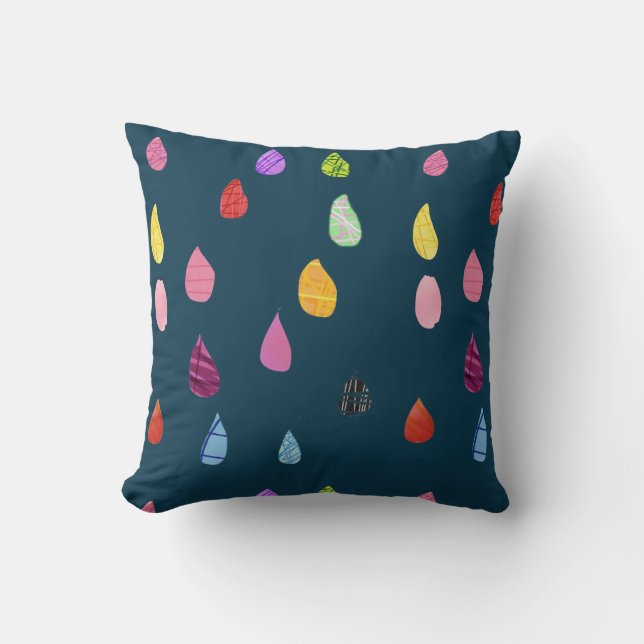 Coussin Cute raindrops colorful rain art (Recto)