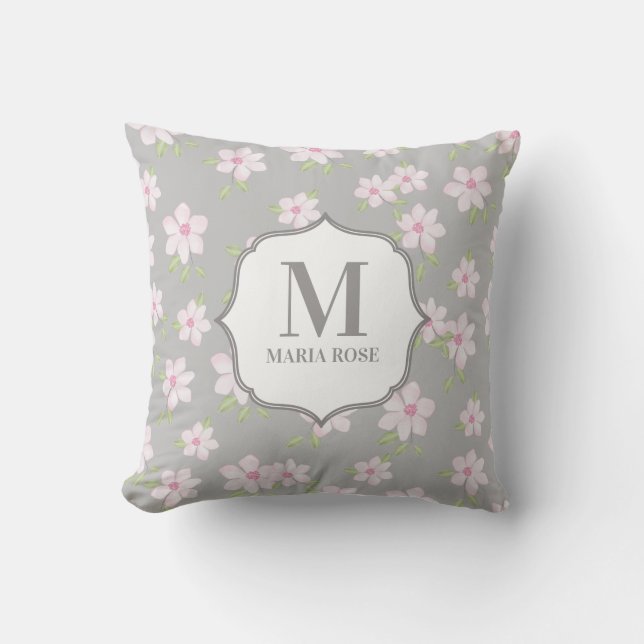 Coussin Cute rose Floral Personnalisé (Recto)