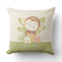 Cute Safari Singe Vert Stripes Stats de naissance