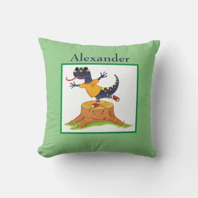 Coussin Cute Salamander Aquarelle personnalisée pour enfan (Recto)