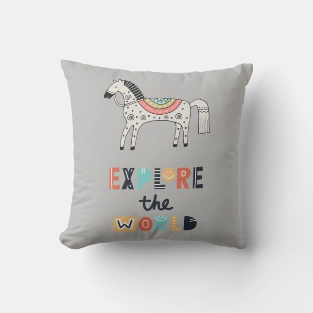 Coussin Cute Scandia Horse Explore Le Monde (Recto)
