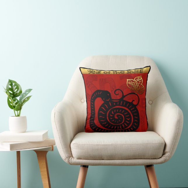 Coussin Cute serpent chinois Nouvel An Zodiac Anniversaire (Chaise)