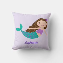 Coussin Cute Sirène Whimsical violet Personnalisé