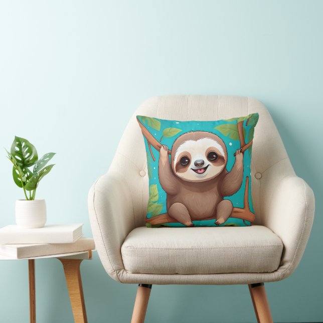 Coussin Cute sloth in a tree illustration (Chaise)