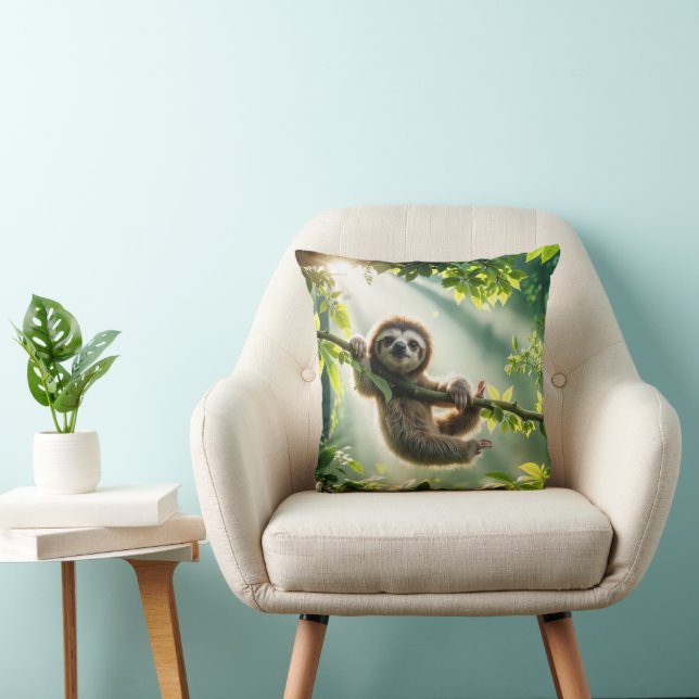 Coussin Cute Sloth In Backlit By Sunbeams (Chaise)