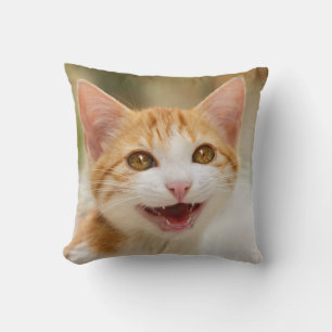 Coussin Cute Smiling Kitten Visage Drôle Chat Meow Photo -
