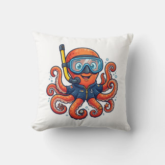 Coussin Cute Snorkeling Octopus - Ocean Explorer