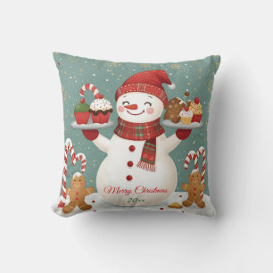 Coussin Cute Snowman Baker Jeu d'oreiller de Noël