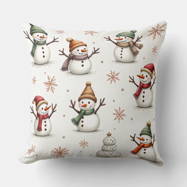 Coussin "Cute Snowman Motif Cushion" (Recto)