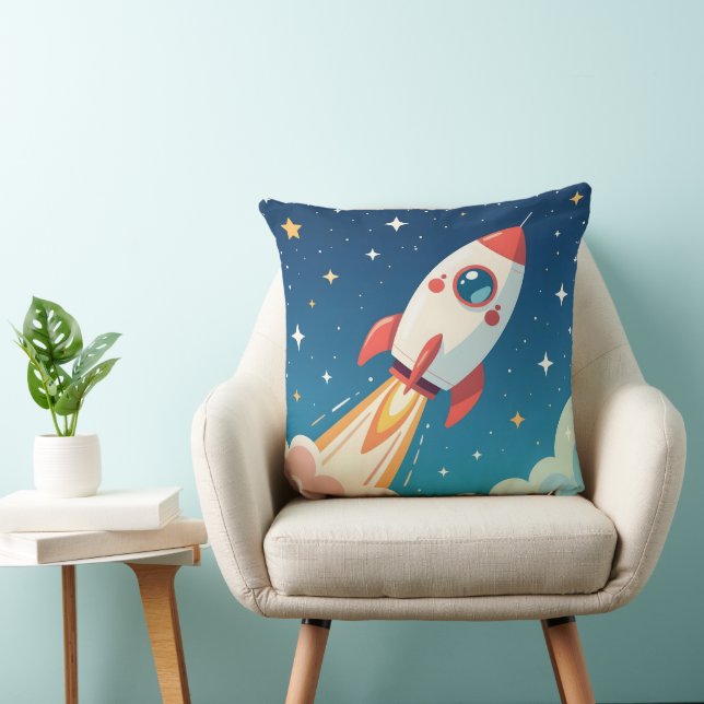 Coussin Cute space rocket blasting off (Chaise)