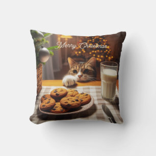Coussin Cute Tabby Cat Reaching pour les cookies Noël