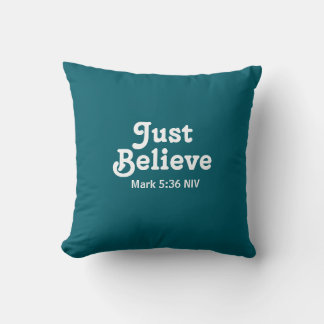 Coussin Cute Teal and White Believe in Miracles Faith