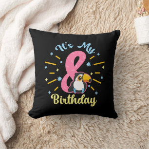 Coussin Cute Toucan 8e anniversaire 8 ans fille de naissan